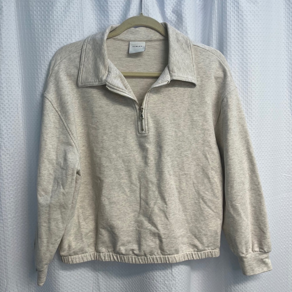Varley Womens Oatmeal Heather 1/4 Zip Pullover Elastic Hem Sweatshirt
Neutral
